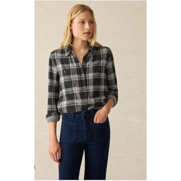 Faherty Women's Legend Sweater Shirt in Ashby Plaid Everyday Fannel Comfort Sz M - Picture 1 of 11